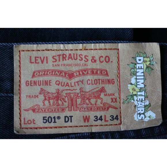 Levi's x Denim Tears Mens 34 x 34 Cotton Wreath 501 Jeans F1300 - Picture 7 of 13